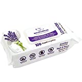 Best Pet Supplies 8" x 9" Pet Grooming Wipes for Dogs & Cats, 100 Pack, Plant-Based Deodorizer for Coats & Dry, Itchy, or Sensitive Skin, Clean Ears, Paws, & Butt - Calming Lavender