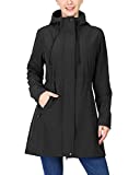 33,000ft Women's Softshell Long Jacket with Hood Fleece Lined Windproof Warm up Waterproof Windbreaker