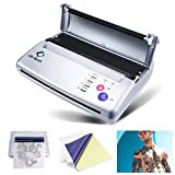 Life Basis Tattoo Stencil Transfer Machine Thermal Tattoo Kit Copier Printer Thermal Printer for Temporary and Permanent Tattoos Free 10pcs Tattoo Stencil Transfer Paper Silver Update Version