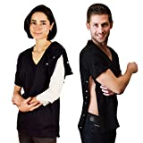 Post Surgery Shirt with Discreet Left & Right Side Snap Access (2XL, Black)