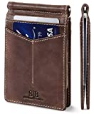 SERMAN BRANDS RFID Blocking Wallet Slim Bifold - Genuine Leather Minimalist Front Pocket Wallets for Men with Money Clip Gift (Morning Roast Rogue)