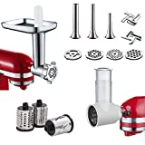 Meat Grinder & Slicer Shredder Attachments for KitchenAid Stand Mixer, Metal Meat Grinder with Sausage Stuffer Tubesand and Slicer shredder Set, For KitchenAid Mixer Accessories By Cofun