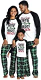 IFFEI Matching Family Pajamas Sets Christmas PJ's Letter Print Top and Plaid Bottom Sleepwear Jammies Men: M