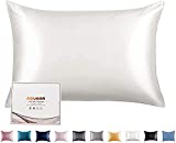 Adubor Mulberry Silk Pillowcase Silk Pillow Cases for Hair and Skin with Hidden Zipper, Both Side 23 Momme Silk, 900 Thread Count (20x26inch, Standard Size, Ivory White, 1pc)
