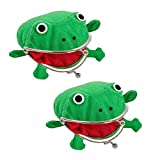 Ebetter 2 Pack Frog Coin Wallet,Cosplay Anime Cute Purse,Green Cartoon Plush Frog Money Bag,Frog Money Pouch with Lock,Novelty Toy,School Prize
