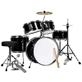 Best Choice Products Kids Drum Set 5-Piece 16in Beginner Drum Set Junior Drum Kit, Starter Percussion Set w/Cymbals, Pedal, Drumsticks, Stool, Toms, Snare, Hi Hat - Black