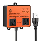 Refrigerator Surge Protector, Ortis Double Outlet Voltage Protector for Home Appliances with Time Delay, Protects Against Brownout, Spike, Instant Surge All Voltage Abnormalities, black