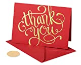 Papyrus Blank Holiday Thank You Cards Boxed with Envelopes, Red and Gold (12-Count)