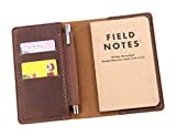 Leather Notebook Cover for Field Notes, Handmade Journal Cover for Moleskine Cahier Journal, Leather Cover with Pen Holder fits 3.5" x 5.5" Pocket Notebook - Brown