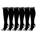 6 Pairs Compression Socks Pack - Best Medical, Nursing, Travel & Flight Socks - Running & Fitness - 15-20mmHg