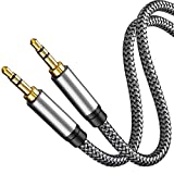Aux Cable 25Ft,Tan QY 3.5mm Male to Male Auxiliary Audio Stereo Cord Compatible with Car,Headphones, iPods, iPhones, iPads,Tablets,Laptops,Android Smart Phones& More (25Ft/8M, Silver)