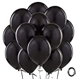 Black Balloons Latex Party Balloons - 100 Pack 12 inch Round Helium Balloons for Black Themed Wedding Graduation Anniversary Birthday Party Backdrop Decorations