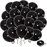 Black Balloons Latex Party Balloons, 50 Pack 12 inch Black Helium Balloons with Black Ribbon for Wedding Birthday Bridal Baby Shower Graduation Anniversary Party Supplies Decorations.