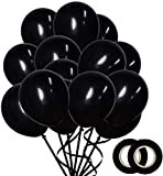 100 Pack Matte Black Balloons (12 Inch) Thick Latex Party Balloons Shiny Black Balloons Black Helium Balloons Birthday Party Wedding Halloween Balloon Graduation Party Supplies DIY Party Decoration