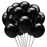 HEHALI 100Pcs Black Balloons 12 Inches Latex Balloons, for Halloween Graduation Decoration, Birthday Party Supplies Baby Shower or Arch Decoration