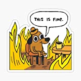 This is fine - Dog Fire Meme Sticker - Sticker Graphic - Auto, Wall, Laptop, Cell, Truck Sticker for Windows, Cars, Trucks