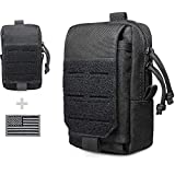 WYNEX Tactical EDC Pouch, Nylon Molle Utility Pouches Gadget Organizer Phone Holder Waist Pack Smartphone Pouch Tool Holster Pocket, Black