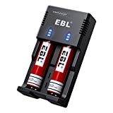 EBL Smart Rapid Battery Charger for Rechargeable 3.7V/3.6V Li-ion IMR Batteries 26650 18650 21700 14500 16340(RCR123), Ni-MH/Ni-Cd AA AAA C Batteries, Upgraded