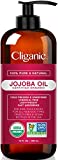 USDA Organic Jojoba Oil 16 oz with Pump, 100% Pure | Bulk, Natural Cold Pressed Unrefined Hexane Free Oil for Hair & Face | Base Carrier Oil - Certified Organic