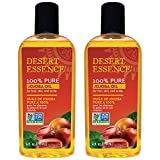 Desert Essence 100% Pure Jojoba Oil - 4 Fl Oz - Pack of 2 - Haircare & Skincare Essential Oil - All Skin Types - No Oily Residue - May Help Prevent Flakiness - Makeup Remover - Aftershave Moisturizer