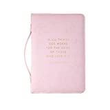 Eccolo Bible Cover Case for Men and Women, Floral Engraved Faux Leather Design with Zipper and Handle, Small Book Cover Holds & Protects Small Bibles Up to 6 x 5 x 1.5 inches (Pink)