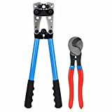 iCrimp Battery Cable Lug Crimping Tool for 8, 6, 4, 2, 1, 1/0 AWG Heavy Duty Wire Copper Lugs, Battery Terminal, with Wire Shear Cutter