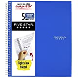 Five Star Spiral Notebook + Study App, 5 Subject, College Ruled Paper, Fights Ink Bleed, Water Resistant Cover, 8-1/2" x 11", 200 Sheets, Blue (73635)