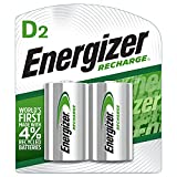 Energizer Rechargeable D Batteries, NiMH, 2500 mAh, 2 Count (NH50BP-2) Green and Silver