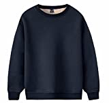 MAGCOMSEN Sherpa Sweatshirts For Men Warm Underwear Crewneck Winter Thick Sweatshirts Fleece Lined Sweatshirts Tops Work Sweatshirts Active Fuzzy Sweatshirt Sport Sweatshirt Navy