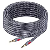 Ruaeoda 3.5mm Aux Audio Cable 30 ft, AUX Cord Braid 3.5mm to 3.5 mm Stereo Audio Cable 1/8 Shielded AUX Headphone Cable Extension Male to Male Outdoor Auxillary Stereo Audio Cable Cord