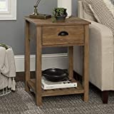 Walker Edison Farmhouse Square Side Accent Table Set-Living-Room Storage End Table with Storage Door Nightstand Bedroom, 18 Inch, Rustic Oak