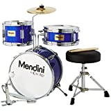 Mendini By Cecilio Kids Drum Set - Junior Kit w/ 3 Drums (Bass, Tom, Snare, Cymbal), Drumsticks, Drummer Seat - Beginner Drum Sets & Musical Instruments