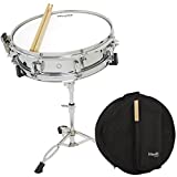 Mendini 14 x 3.5 inch Student Steel Snare Drum Set with Gig Bag, Sticks and Non-Adjustable Stand (Pad not included)
