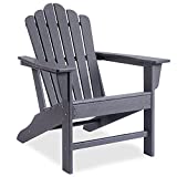Ehomeline All-Weather Adirondack Chair,Patio Chairs Lawn Chair Adirondack Chairs Weather Resistant Used in Fire Pit, Deck, Outdoor, Porch, Campfire Chairs, Slate Grey
