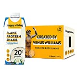 Vanilla Bean Vegan Plant Protein Shakes by Happy Viking, Created by Venus Williams, 20g of protein, Omega-3, 9 Amino Acids and BCAAs, Gluten-Free, Non-GMO, Ready to Drink, Pack of 12 (11oz)