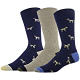 Gold Toe Men's Timeless Classics Crew Socks, 3-Pairs, Peacoat Lab/Khaki Heather Rib/Peacoat Beagle, Large
