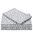 Juicy Couture – Sheet Set | Silver Leopard Design Bed Sheets| Queen Bedding | 4 Piece Set Includes Fitted Sheet, Flat Sheet and 2 Pillowcases | Deep Pockets, Wrinkle Resistant and Anti Pilling