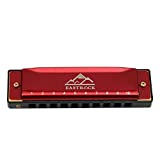 EastRock Blues Harmonica 10 Hole C Key with Case, Mouth Organ Harp, Diatonic Harmonica for Beginner, Adult, Kids, Professional, Students, Friends, Gifts (Red)