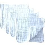 Synrroe Muslin Burp Cloths 4 Pack Large 20" by 10" 100% Cotton 6 Layers Extra Absorbent and Soft