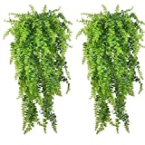 PINVNBY Reptile Plants Hanging Fake Vines Boston Climbing Terrarium Plant with Suction Cup for Bearded Dragons Lizards Geckos Snake Pets Hermit Crab and Tank Habitat Decorations (2 Pack)