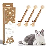 Potaroma 3 Pack Natural Silvervine Sticks Cat Toys, Catmint Silvervine Blend Sticks, Catnip Cat Chew Toys for Kittens Teeth Cleaning, Matatabi Dental Care Cat Treat, Edible Kitty Toys for Cats Lick