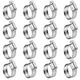 Winlong Stainless Steel Hose Clamps - 16 Pack Worm Gear Drive Hose Clamps SAE 12 Clamping Range of 1/2'' to 1-1/4'' (14mm-31mm) for Automotive Plumbing, 1/2 Inch, 3/4 Inch, 1 Inch Hose Clamps