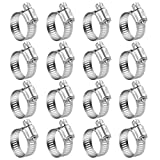 WINL Stainless Steel Hose Clamps - 16 Pack Worm Gear Drive Hose Clamps SAE 16 Clamping Range 3/4 Inch to 1-1/2 Inch (19mm-38mm) for Automotive Plumbing, 3/4'', 1'', 1 1/4'' Hose Clamps