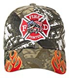 Fire Fighter Fire Department Rescue Flames Baseball Cap Hat (Camo)