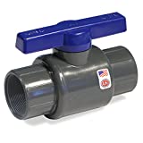 King Brothers Inc. LT-1000-T 1-Inch Threaded PVC Schedule 80 Commercial Ball Valve, Gray