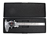 Accusize Industrial Tools 0-12'' by 0.001'' Black Face, Red Needle, Dial Caliper Stainless Steel in Fitted Box, P920-B212
