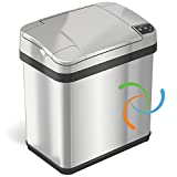 iTouchless Sensor Garbage Can Kitchen Wastebasket, 2.5 Gallon, 2.5 Gal Silver