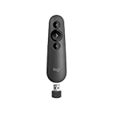 Logitech R500s Laser Presentation Remote Clicker with Dual Connectivity Bluetooth or USB for Powerpoint, Keynote, Google Slides, Wireless Presenter - Black (Class 1 Laser)