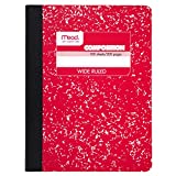 Mead Composition Notebook, Comp Book, Wide Ruled Paper, 100 Sheets, 9-3/4" x 7-1/2", Fashion, Red (09918AB5)