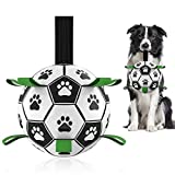 QDAN Dog Toys Soccer Ball with Straps, Interactive Dog Toys for Tug of War, Puppy Birthday Gifts, Dog Tug Toy, Dog Water Toy, Durable Dog Balls World Cup for Small & Medium Dogs6 Inch